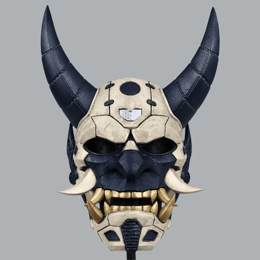 Space Armory Cyborg Full Face Oni Mask - Ivory / Dark Indigo Masks