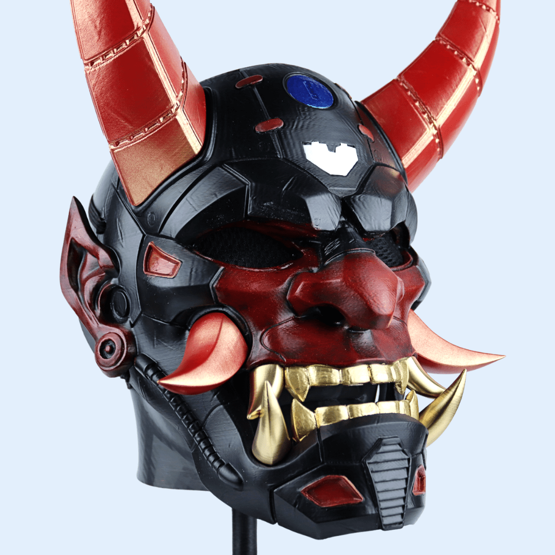 Space Armory Cyborg Full Face Oni Mask Matte Black Masks