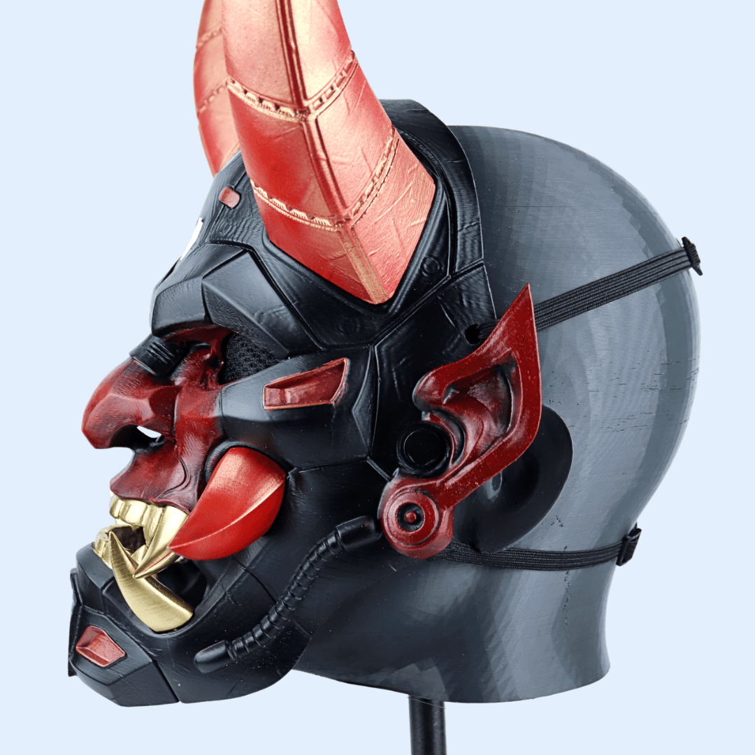 Space Armory Cyborg Full Face Oni Mask Matte Black Masks