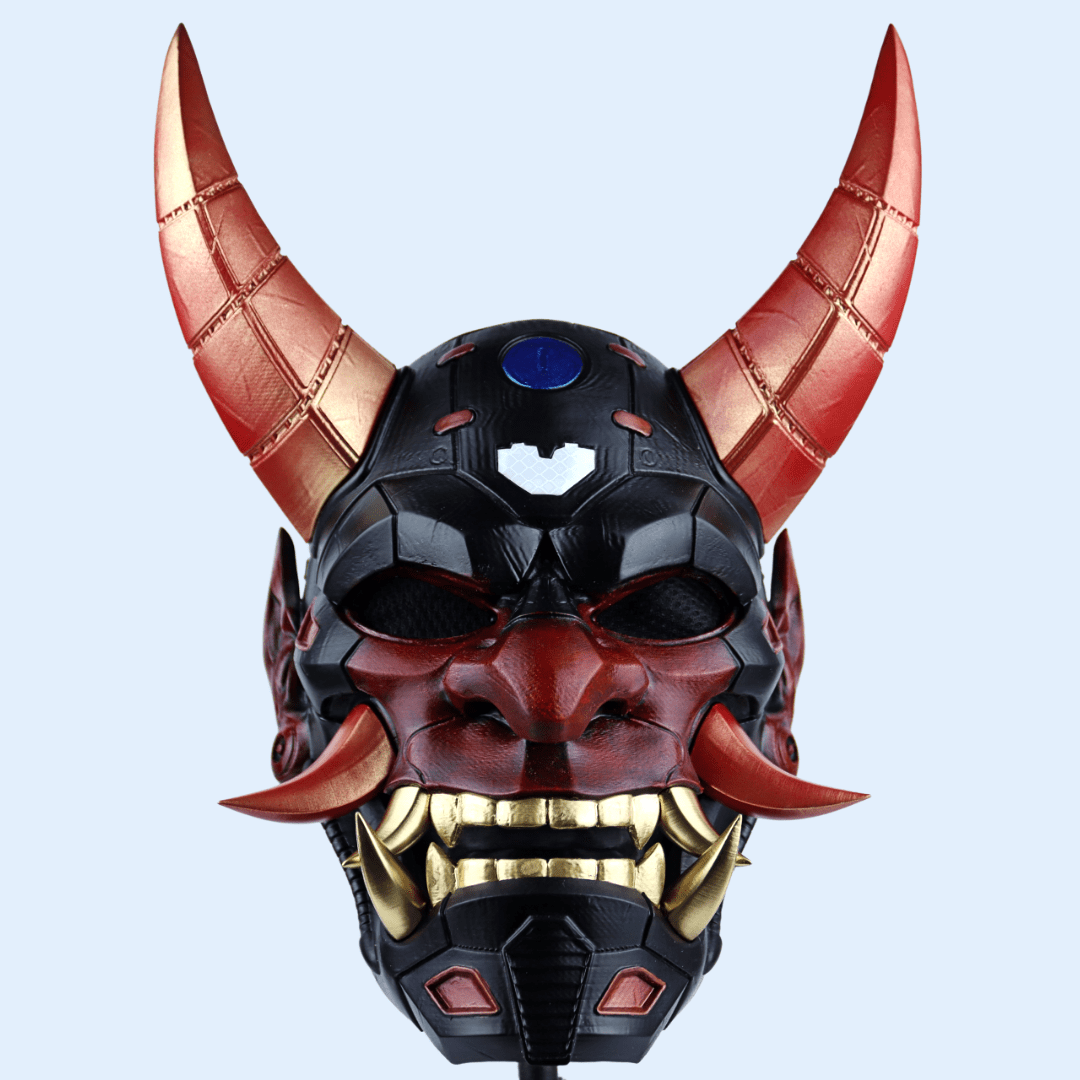 Space Armory Cyborg Full Face Oni Mask Matte Black Masks
