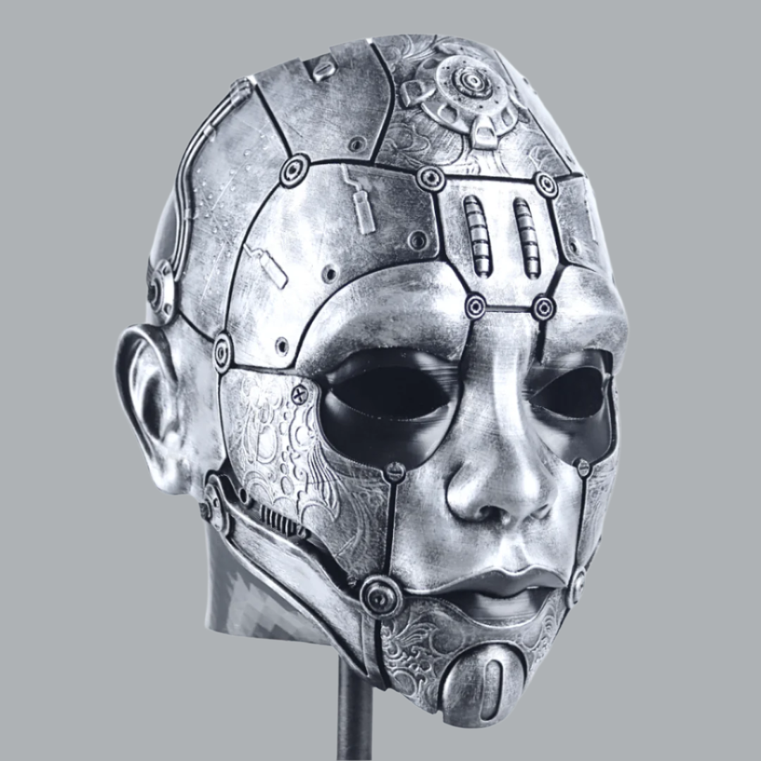 Cyborg Humanoid Robot Mask - Silver – Space Armory | Japanese Mask and ...