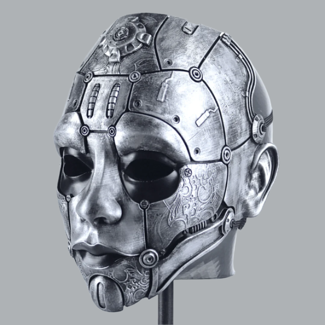 Cyborg Masker Steampunk Cyborg Face Cyborg Black Full Mask — Shimmer & Confetti