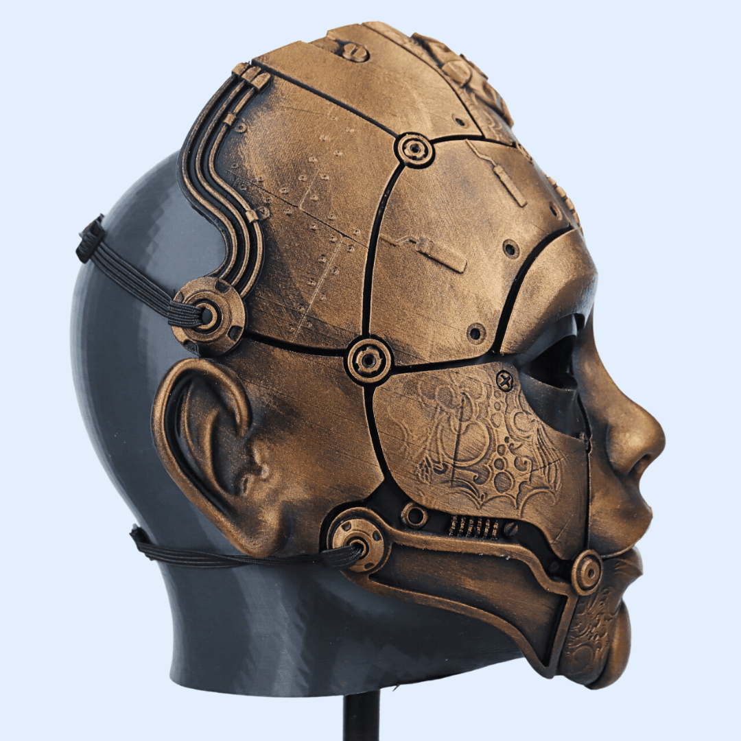 Space Armory Cyborg Humanoid Robot Mask - Bronze