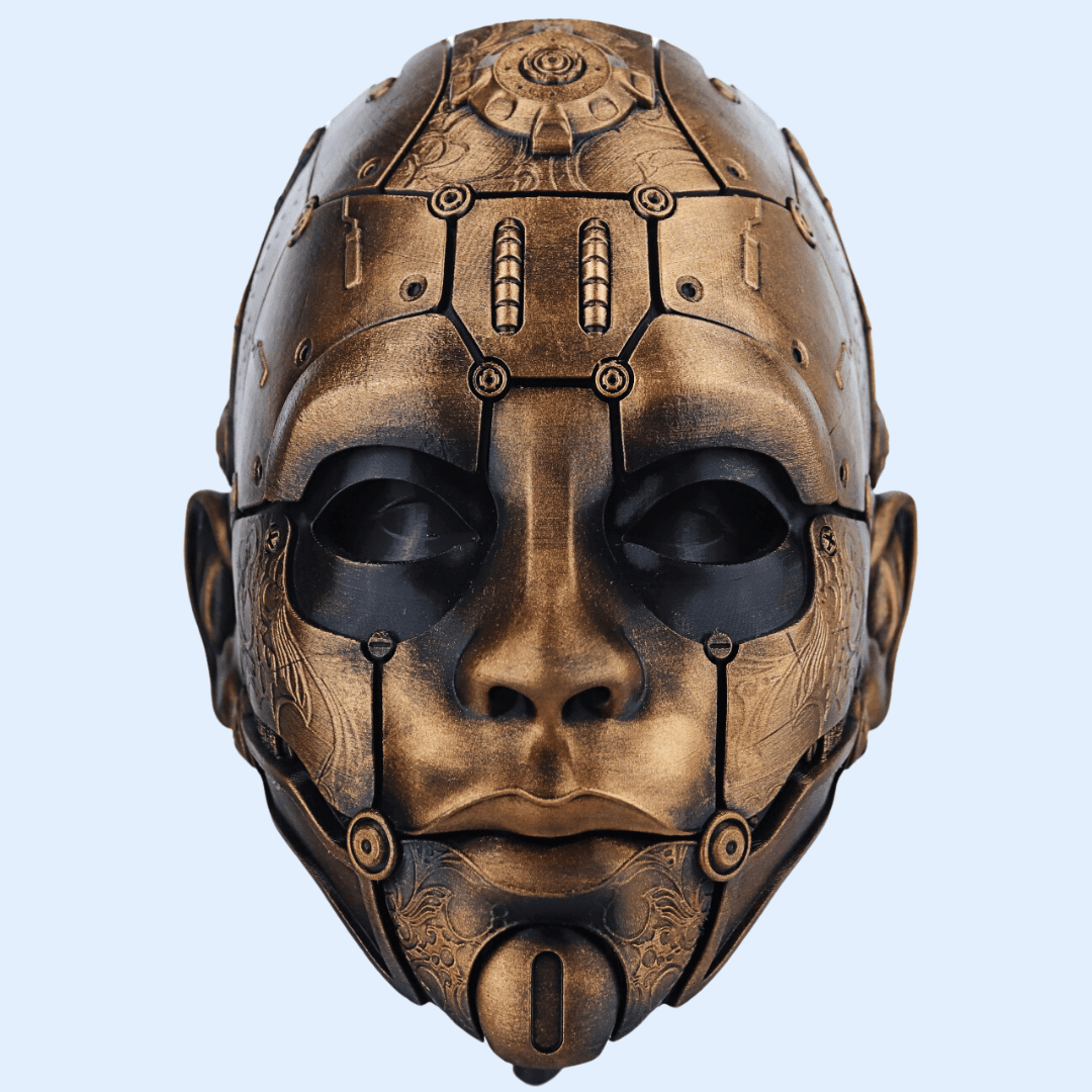 Space Armory Cyborg Humanoid Robot Mask - Bronze