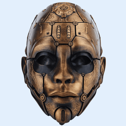 Space Armory Cyborg Humanoid Robot Mask - Bronze