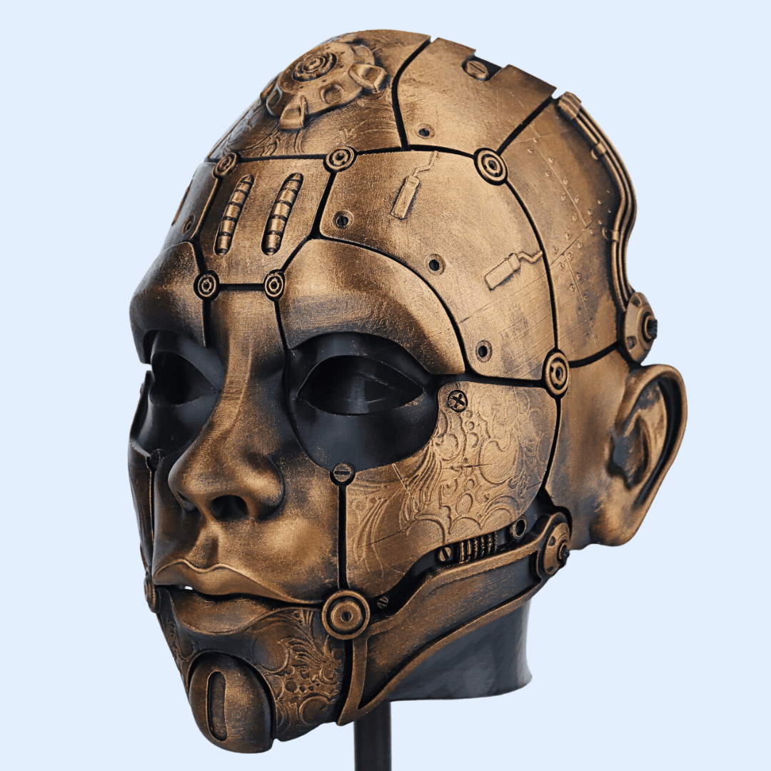 Space Armory Cyborg Humanoid Robot Mask - Bronze