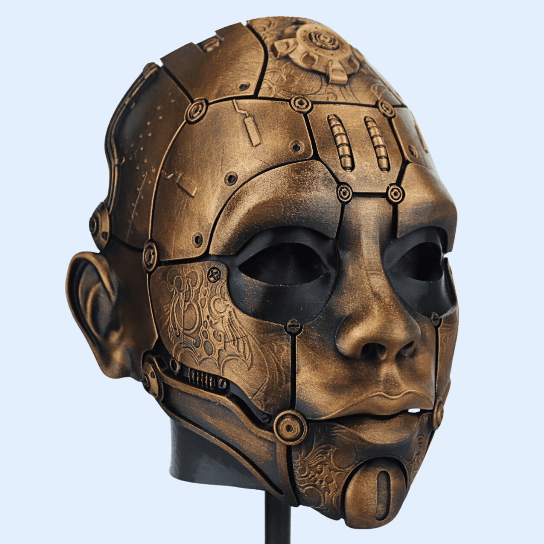 Space Armory Cyborg Humanoid Robot Mask - Bronze