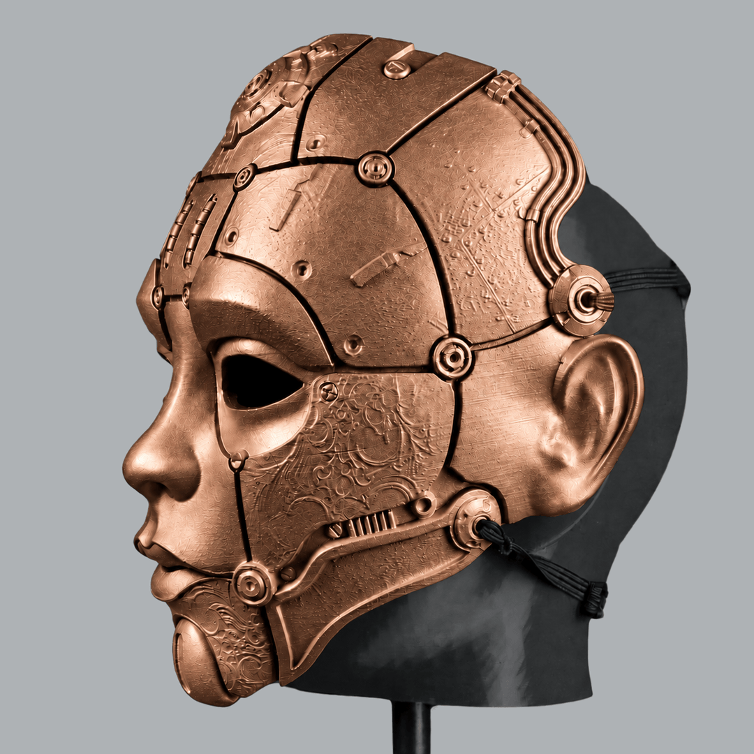 Space Armory Cyborg Humanoid Robot Mask - Copper Masks