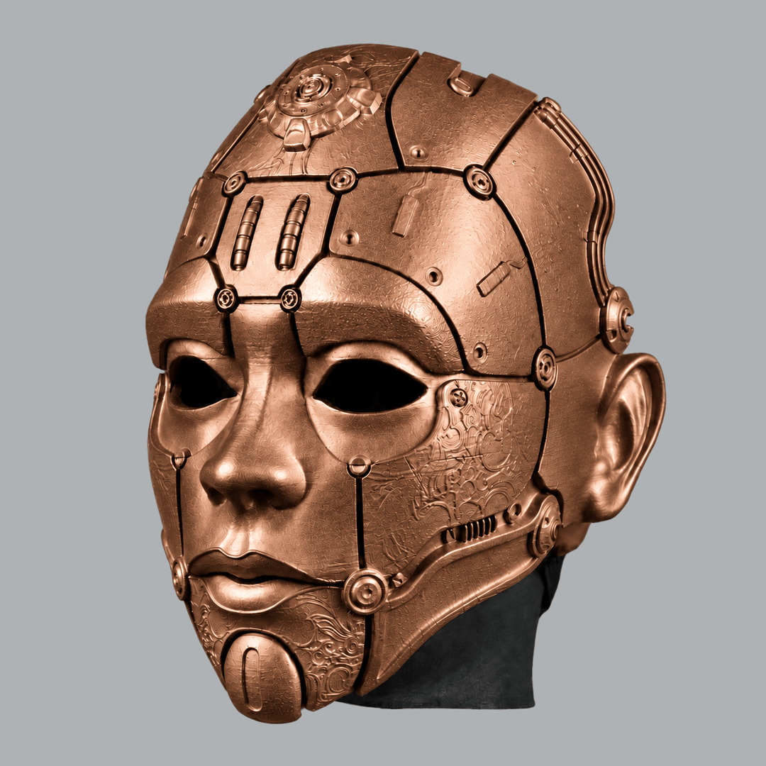 Space Armory Cyborg Humanoid Robot Mask - Copper Masks