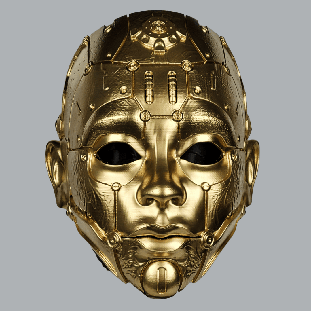 Space Armory Cyborg Humanoid Robot Mask - Gold Masks
