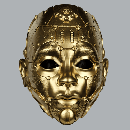 Space Armory Cyborg Humanoid Robot Mask - Gold Masks