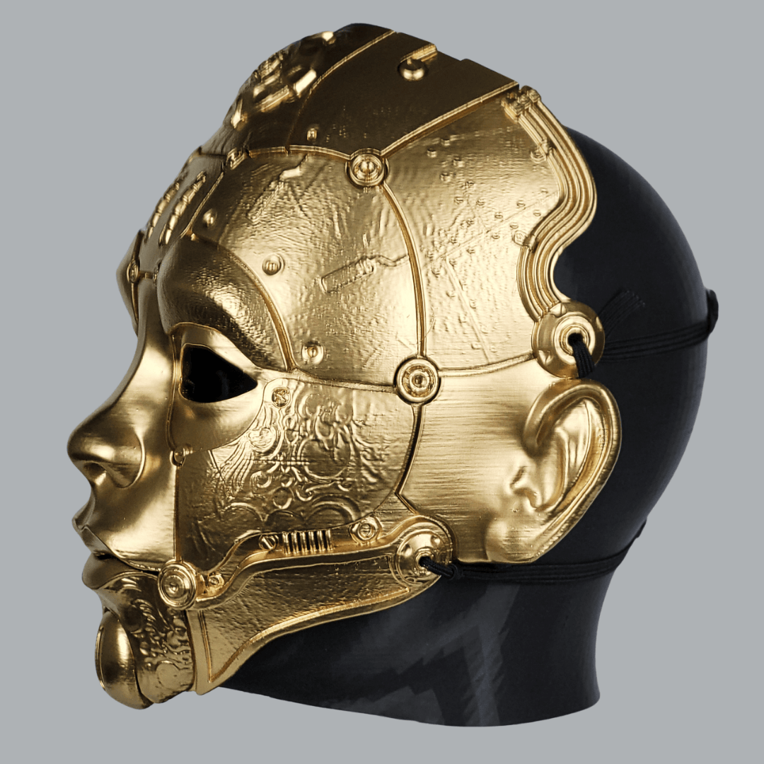Space Armory Cyborg Humanoid Robot Mask - Gold Masks