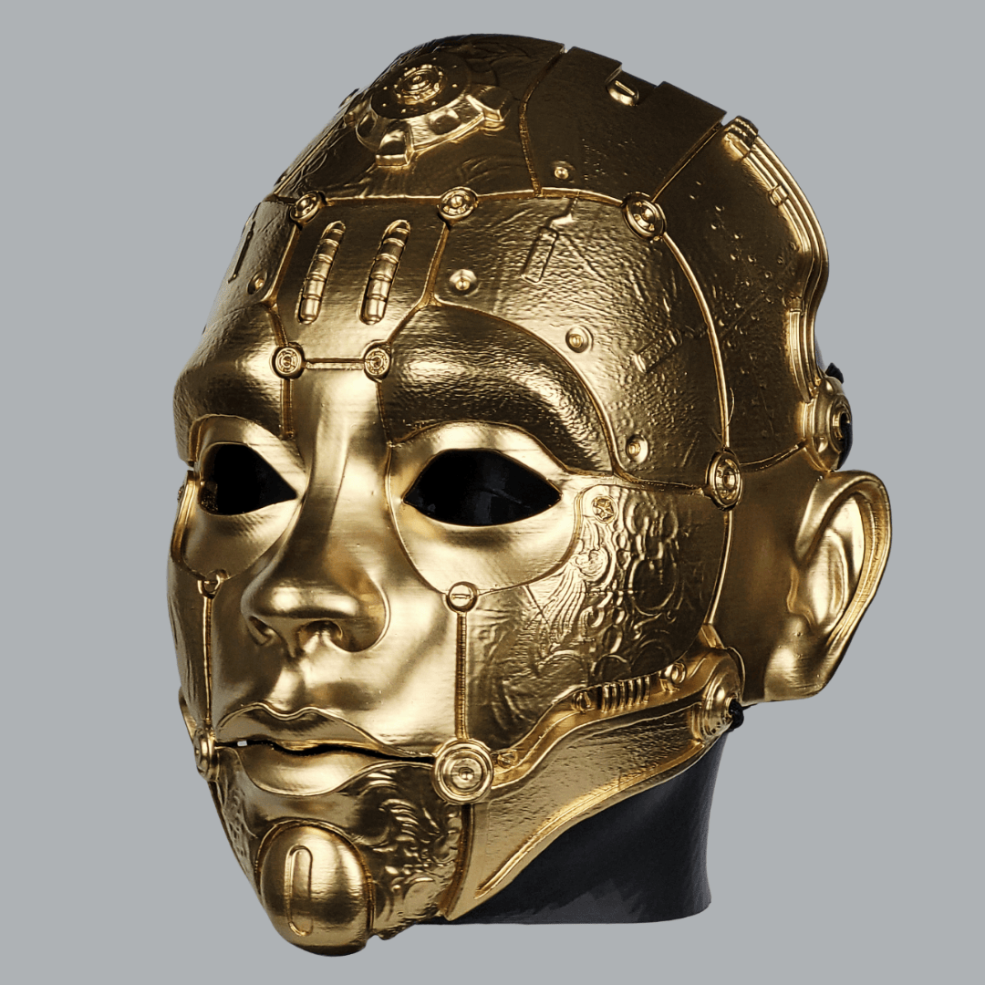 Space Armory Cyborg Humanoid Robot Mask - Gold Masks