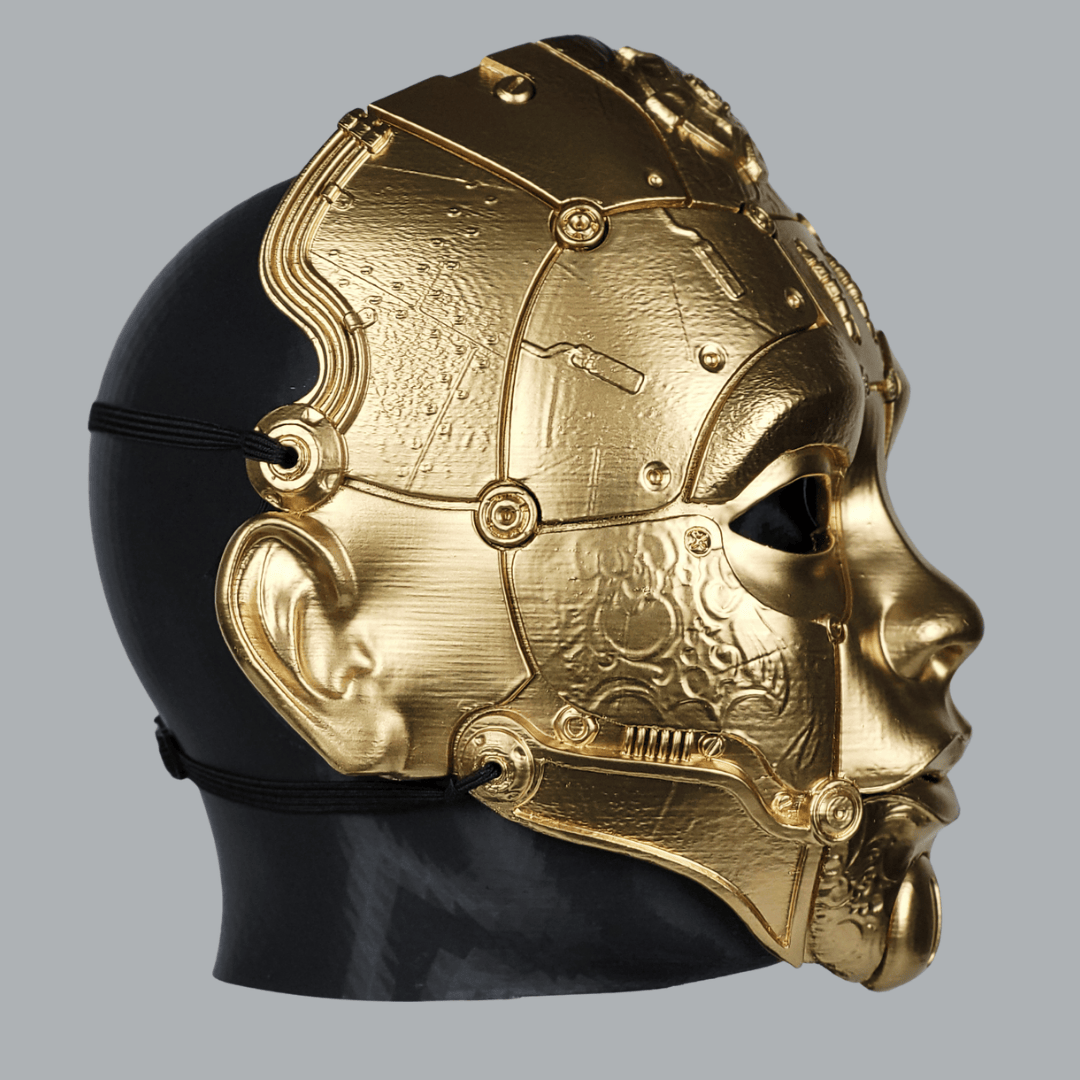 Space Armory Cyborg Humanoid Robot Mask - Gold Masks