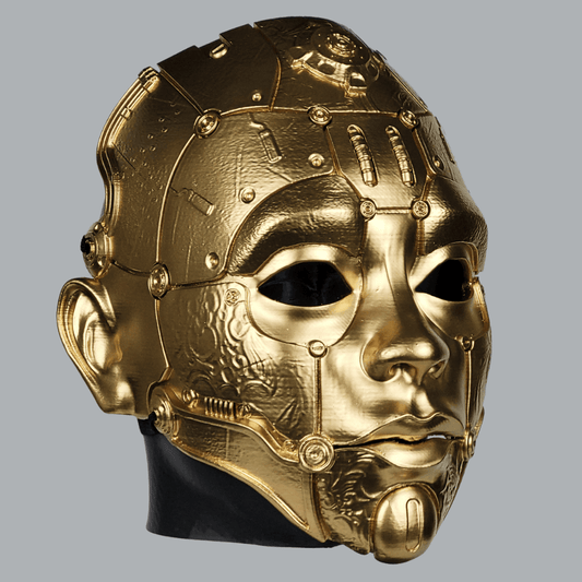 Space Armory Cyborg Humanoid Robot Mask - Gold Masks