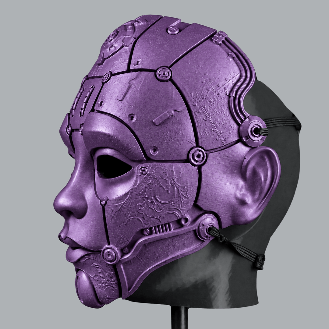 Space Armory Cyborg Humanoid Robot Mask - Infra Violet Masks