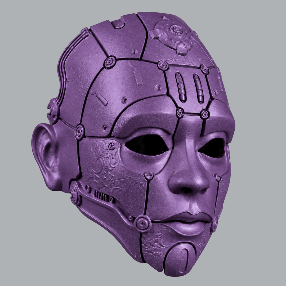 Space Armory Cyborg Humanoid Robot Mask - Infra Violet Masks