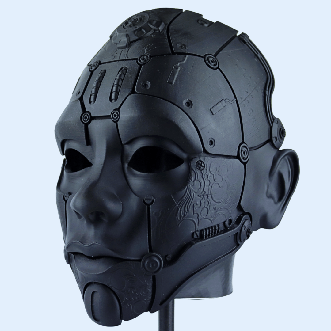 Space Armory Cyborg Humanoid Robot Mask Matte Black Masks