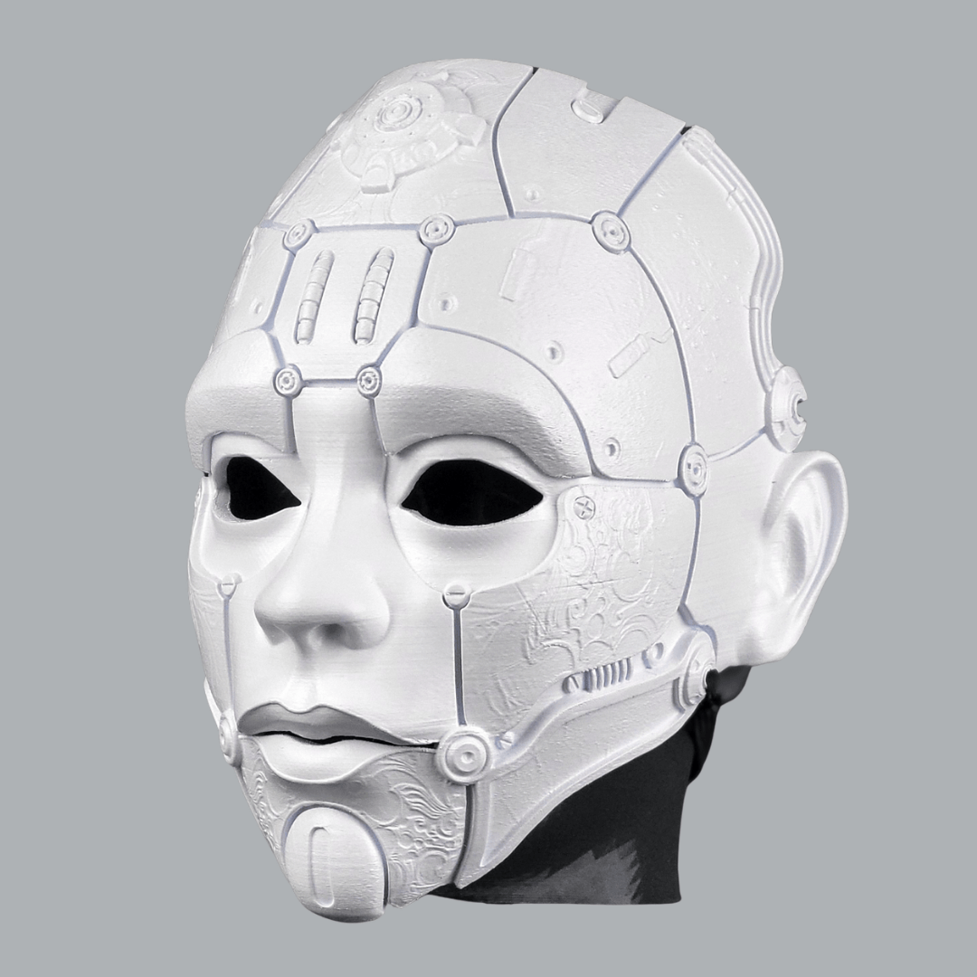 Space Armory Cyborg Humanoid Robot Mask - Matte White Masks