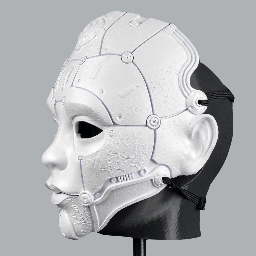 Space Armory Cyborg Humanoid Robot Mask - Matte White Masks