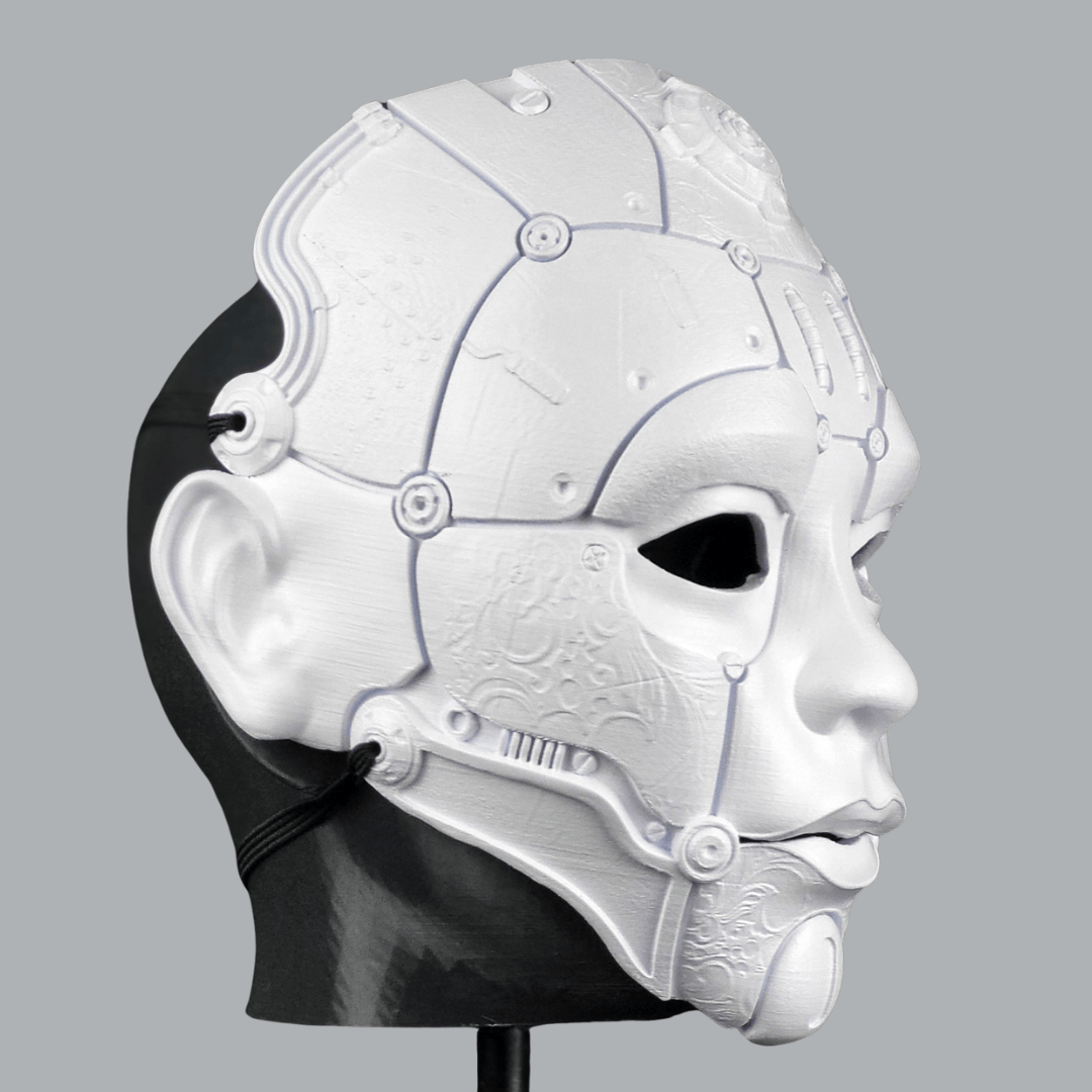 Space Armory Cyborg Humanoid Robot Mask - Matte White Masks