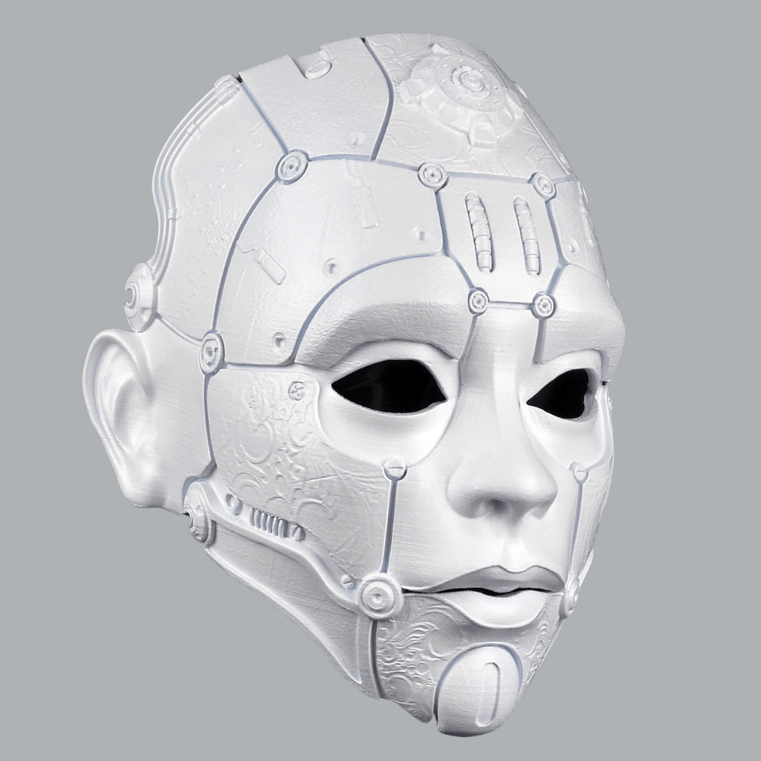 Space Armory Cyborg Humanoid Robot Mask - Matte White Masks