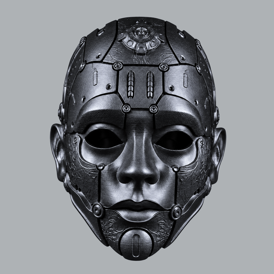 Space Armory Cyborg Humanoid Robot Mask - Metallic Black Masks
