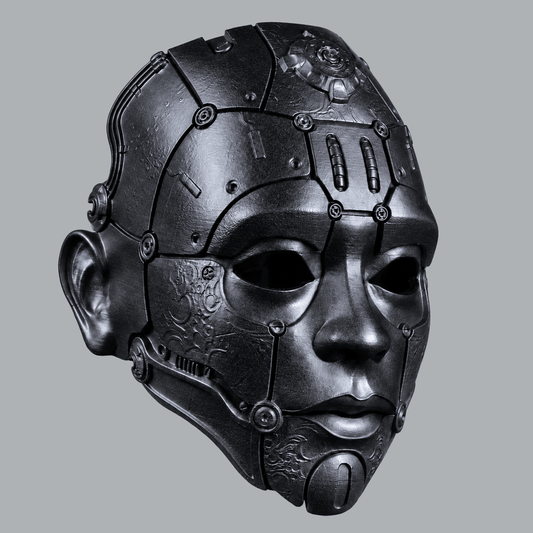 Space Armory Cyborg Humanoid Robot Mask - Metallic Black Masks