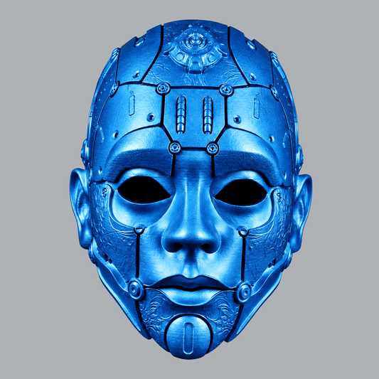 Space Armory Cyborg Humanoid Robot Mask - Metallic Blue Masks