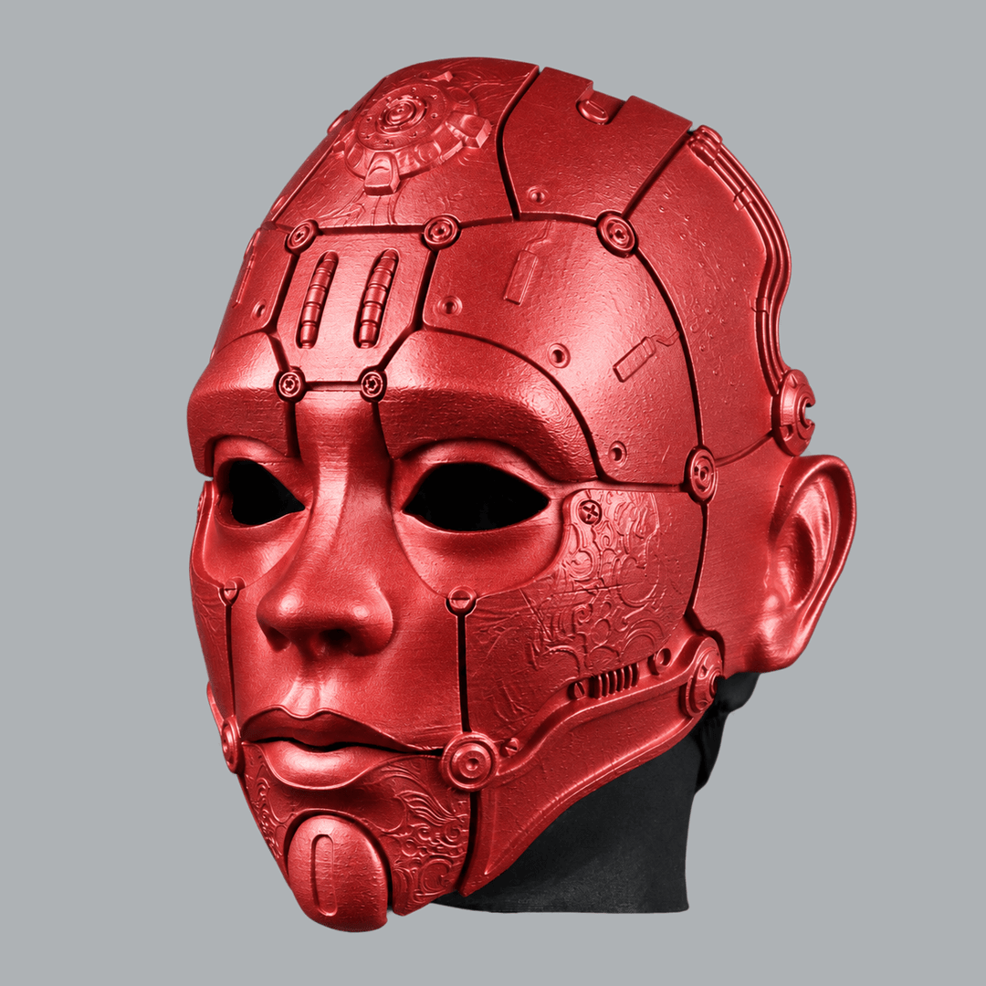 Space Armory Cyborg Humanoid Robot Mask - Metallic Red Masks