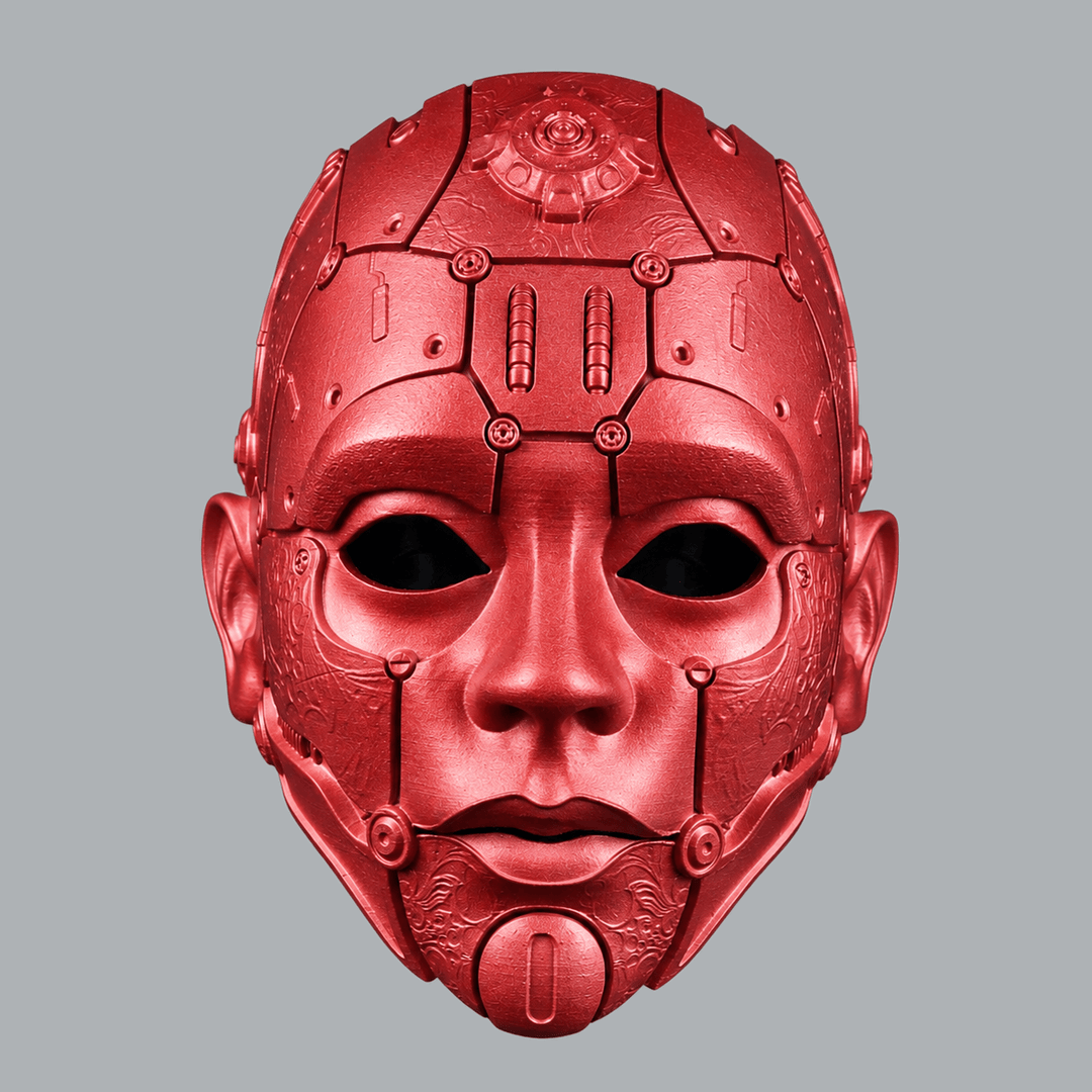 Space Armory Cyborg Humanoid Robot Mask - Metallic Red Masks