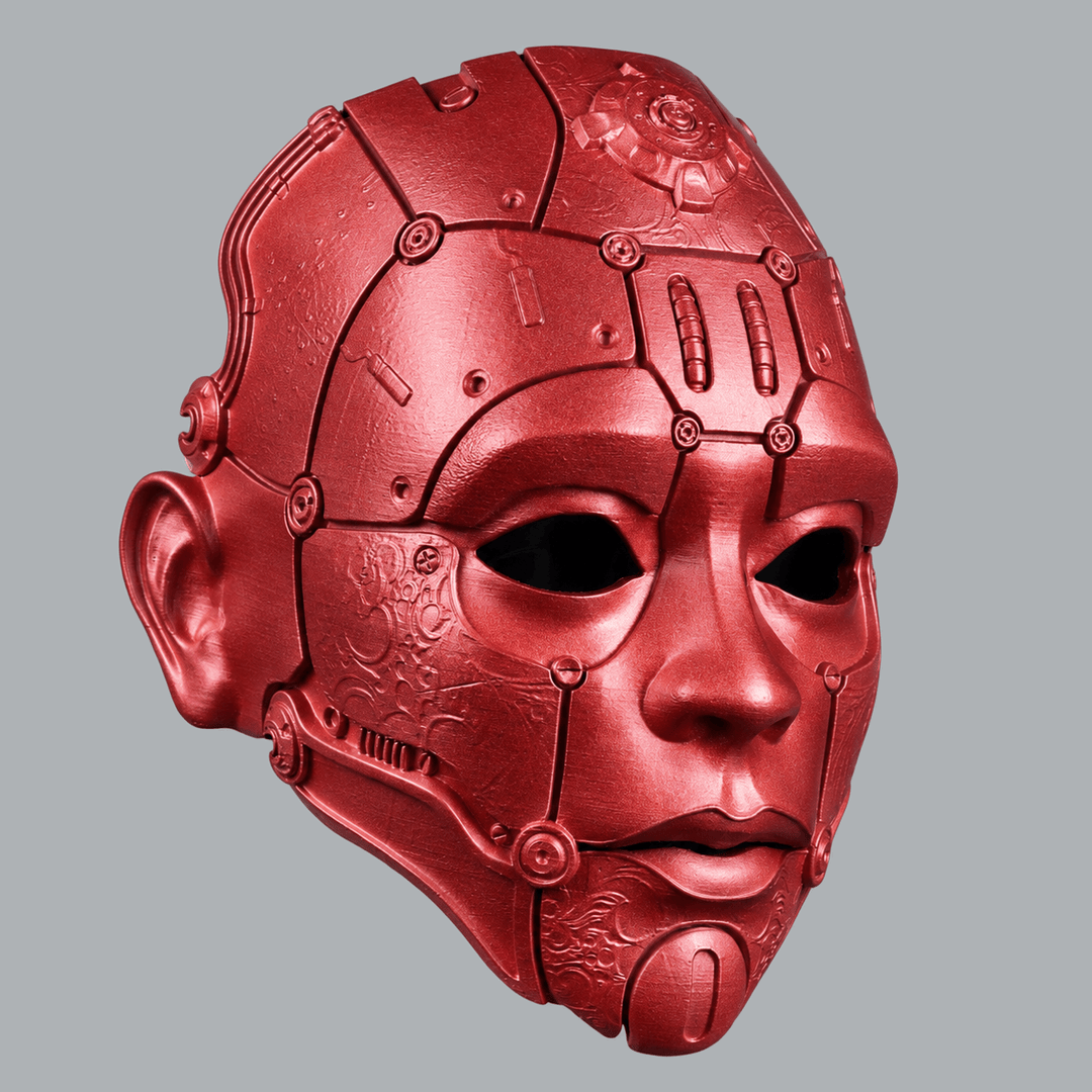 Space Armory Cyborg Humanoid Robot Mask - Metallic Red Masks
