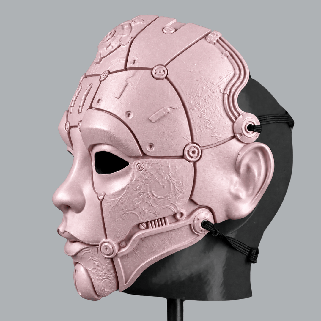 Space Armory Cyborg Humanoid Robot Mask - Pale Pink Masks