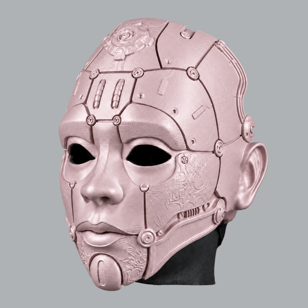 Space Armory Cyborg Humanoid Robot Mask - Pale Pink Masks