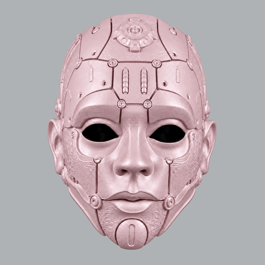Space Armory Cyborg Humanoid Robot Mask - Pale Pink Masks