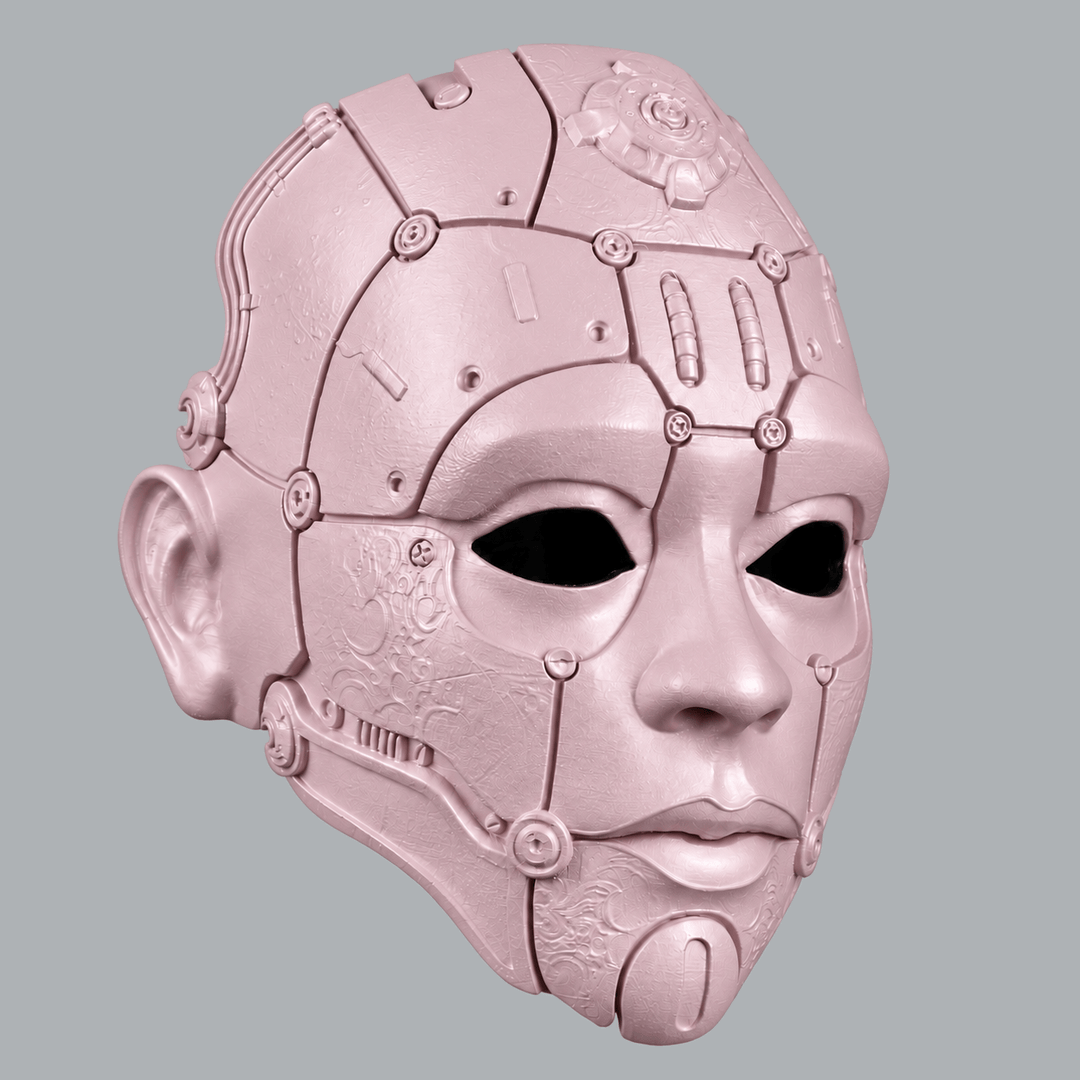 Space Armory Cyborg Humanoid Robot Mask - Pale Pink Masks