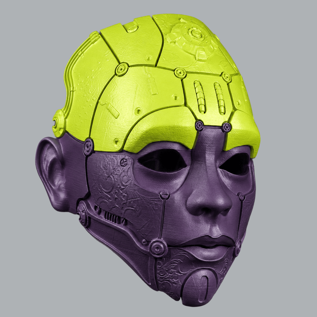 Space Armory Cyborg Humanoid Robot Mask - Poison / Black Purple Masks