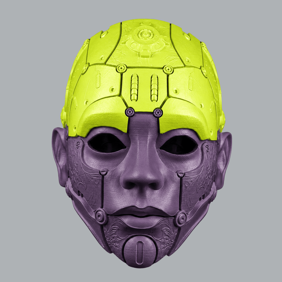 Space Armory Cyborg Humanoid Robot Mask - Poison / Black Purple Masks