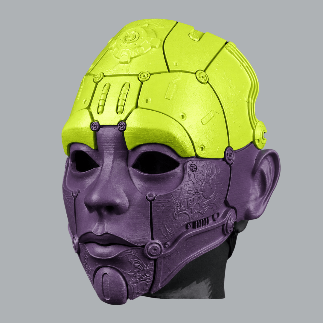 Space Armory Cyborg Humanoid Robot Mask - Poison / Black Purple Masks