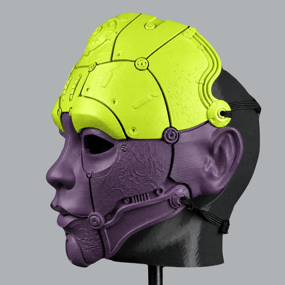 Space Armory Cyborg Humanoid Robot Mask - Poison / Black Purple Masks