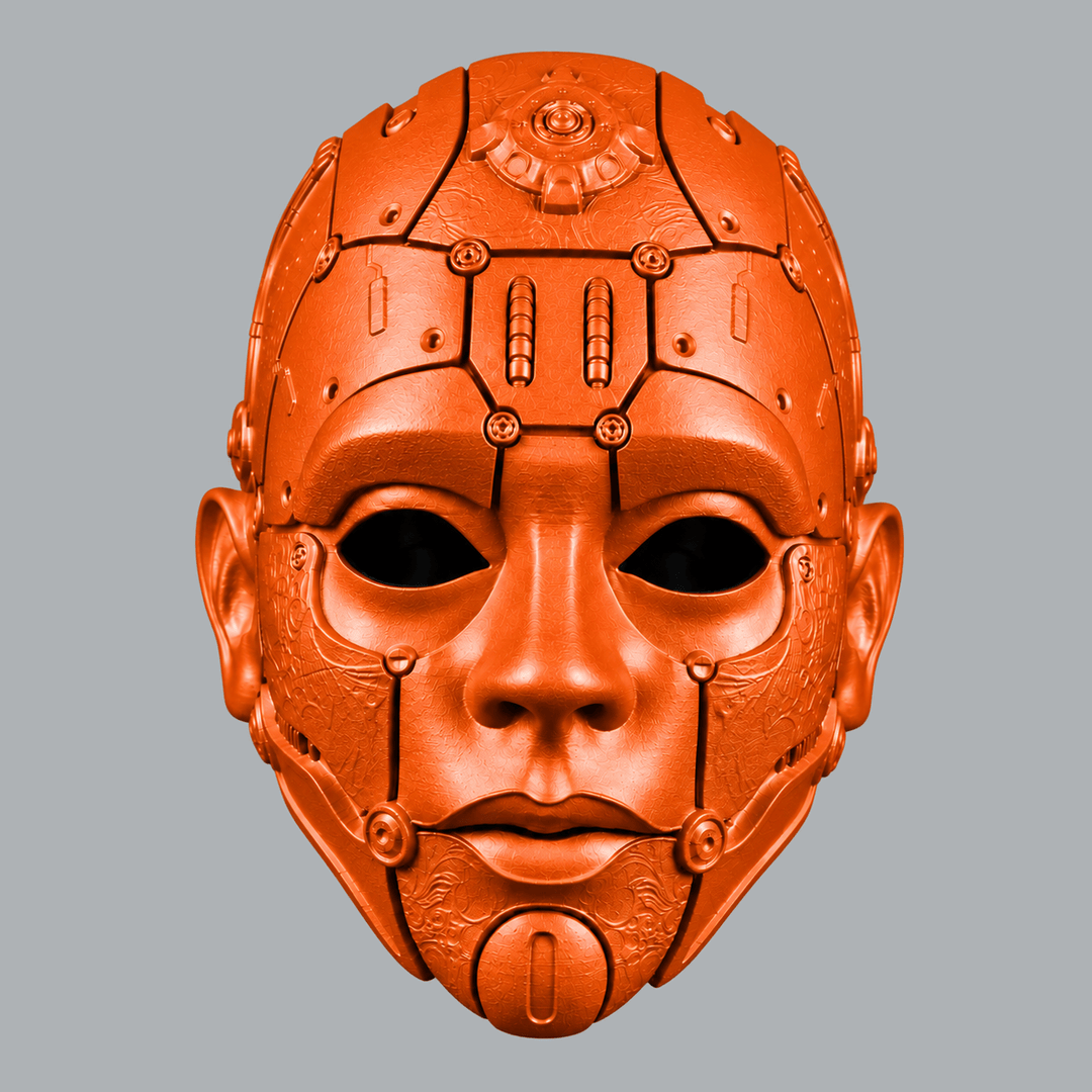 Space Armory Cyborg Humanoid Robot Mask - Pure Orange Masks