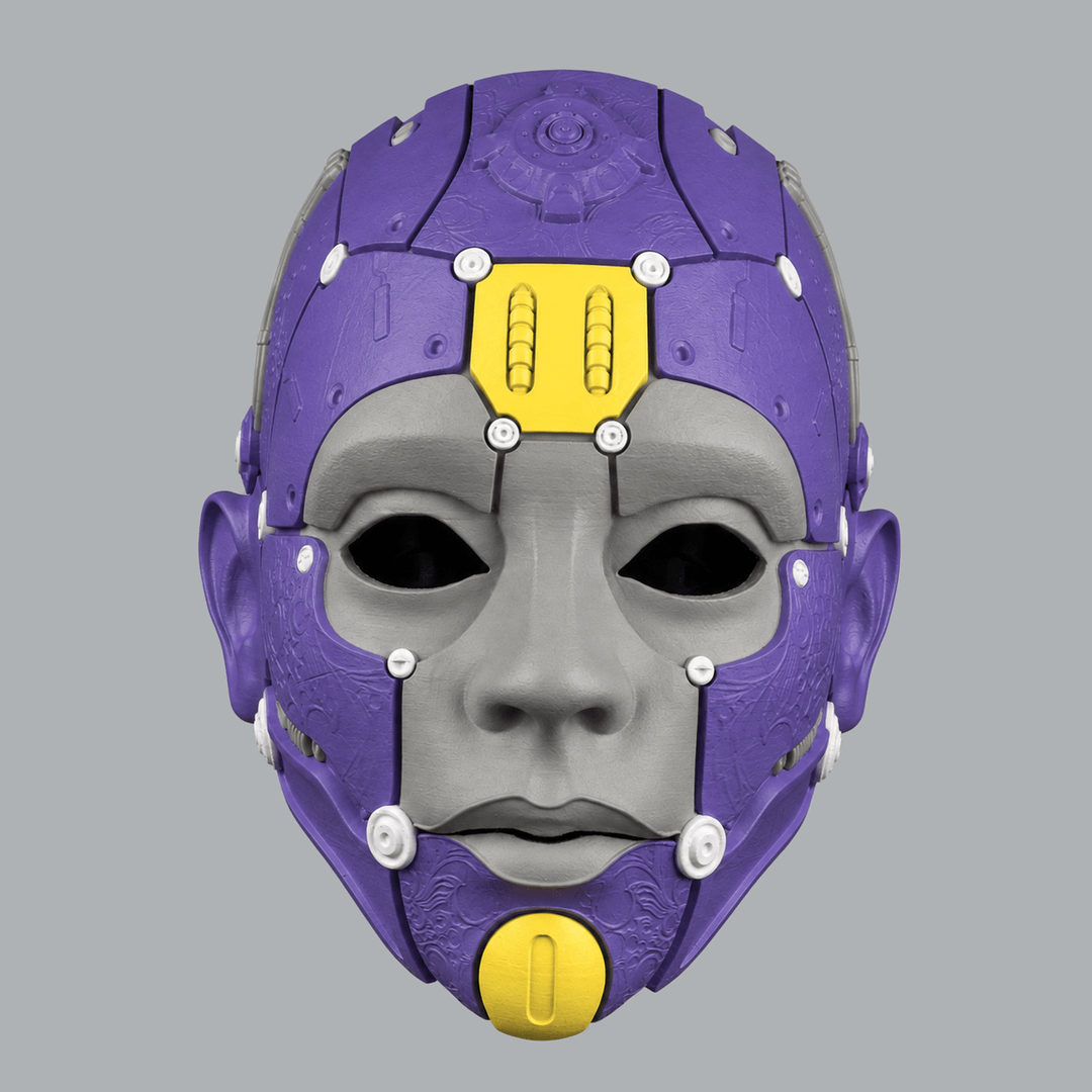 Space Armory Cyborg Humanoid Robot Mask - Royal Purple / Mouse / Easter Yellow Masks