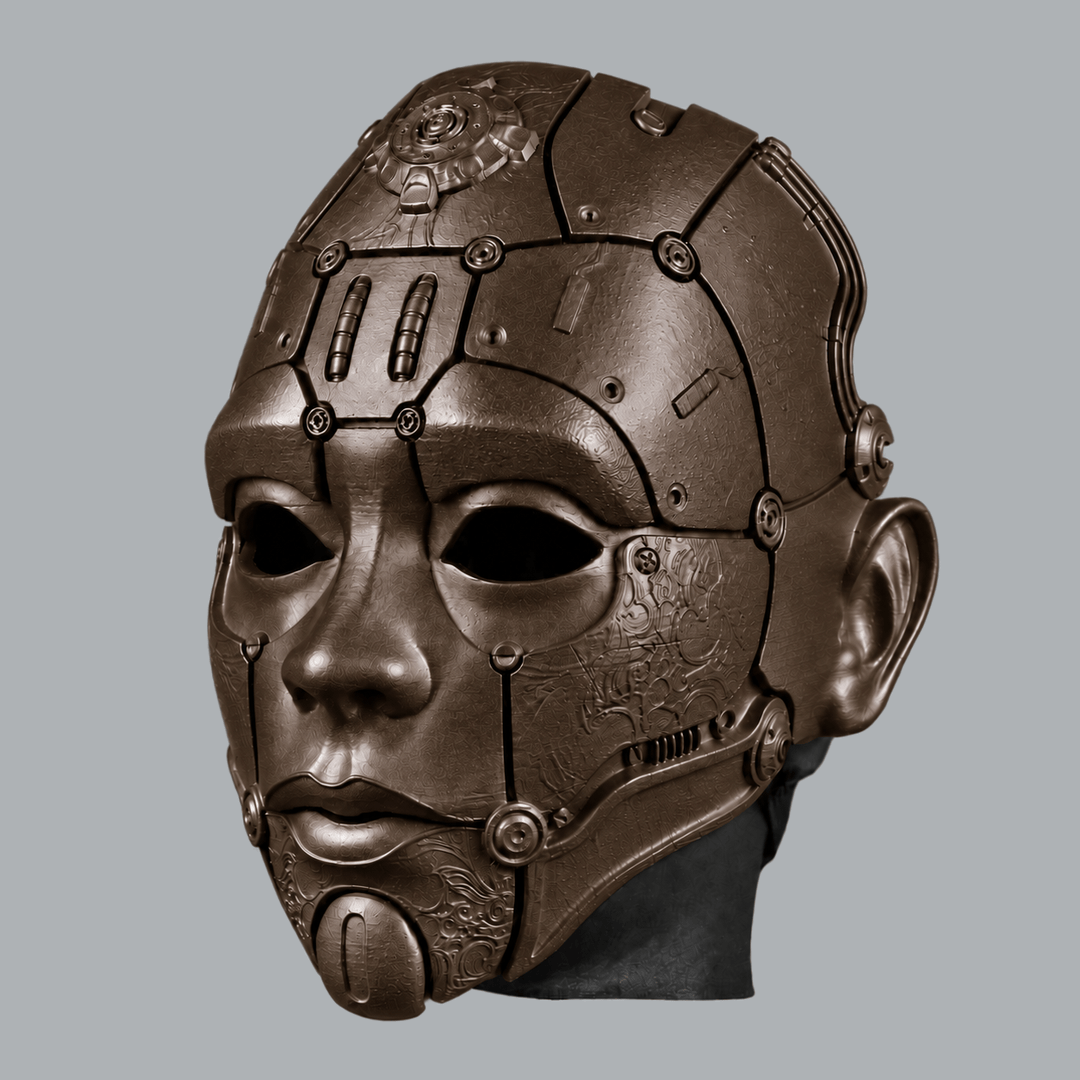 Space Armory Cyborg Humanoid Robot Mask - Shock Brown Dark Masks