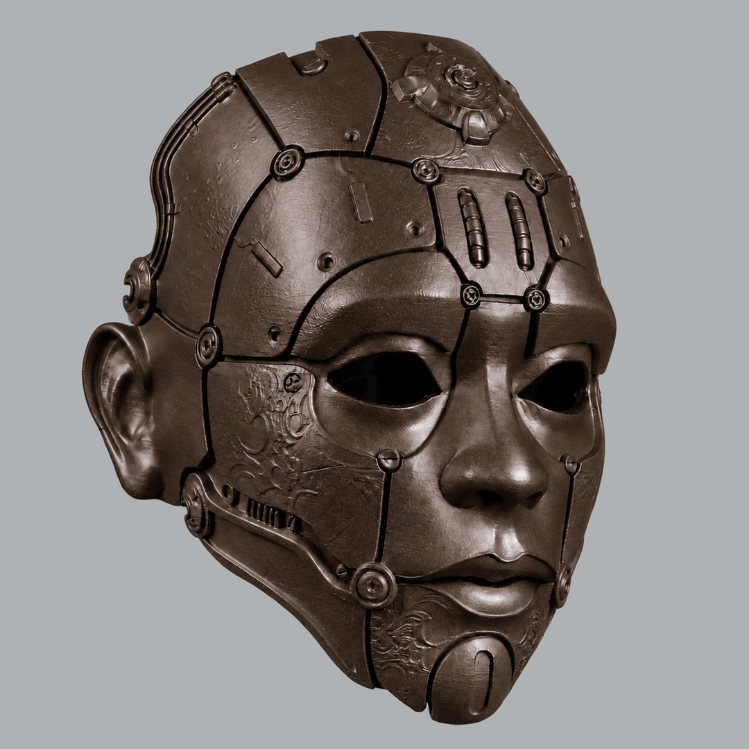 Space Armory Cyborg Humanoid Robot Mask - Shock Brown Dark Masks