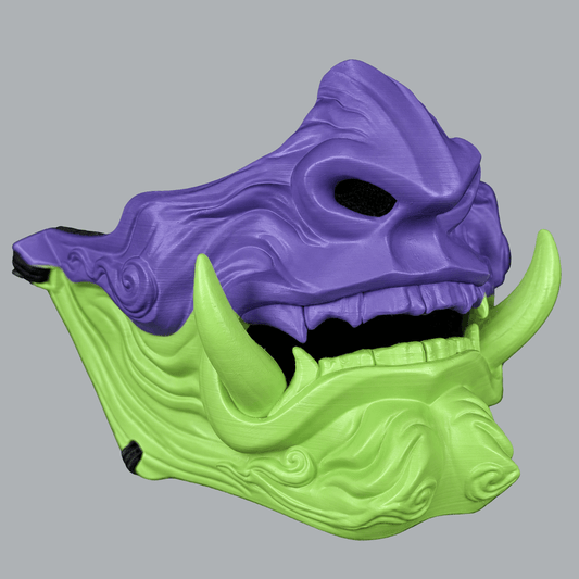 Space Armory Demon Oni Mask - Royal Purple / Green Apple Masks
