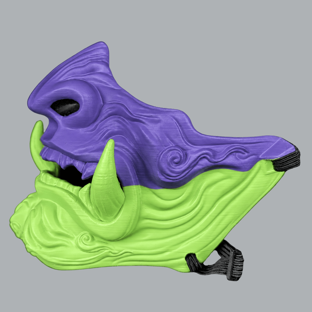 Space Armory Demon Oni Mask - Royal Purple / Green Apple Masks