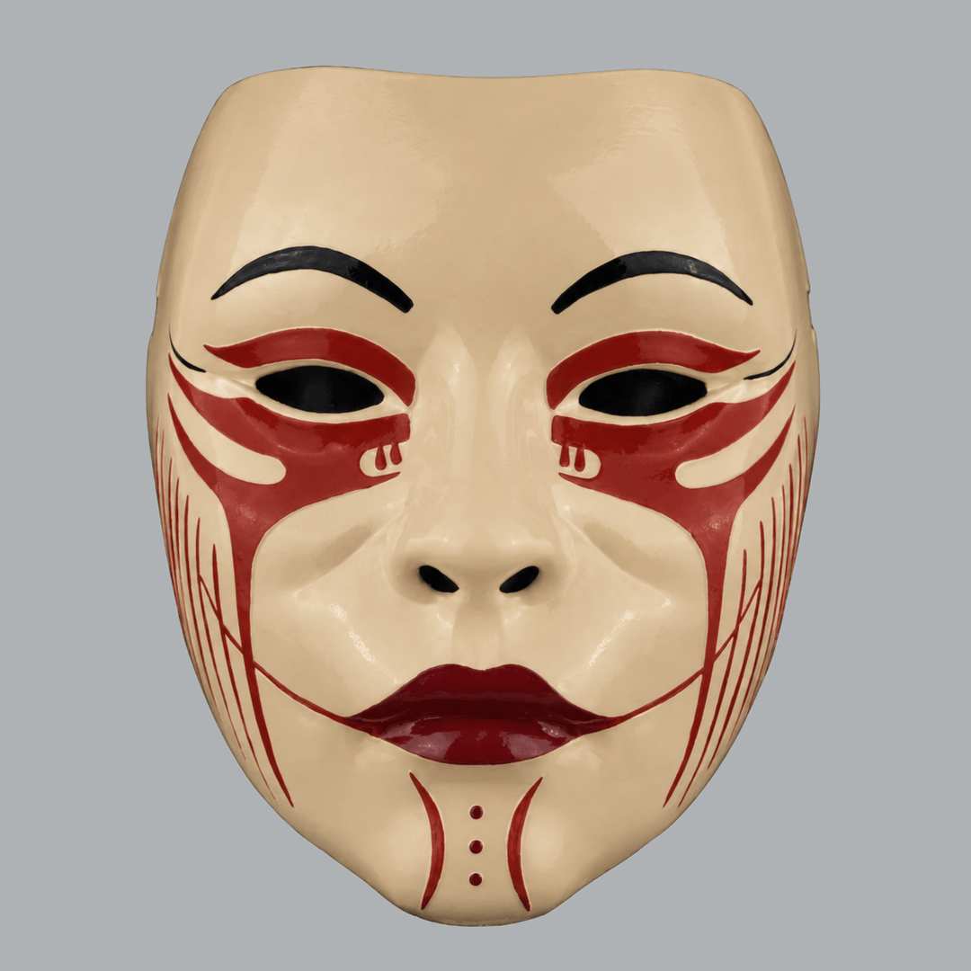 Space Armory Geisha Japanese Mask — Beige / Rust / Maroon Masks