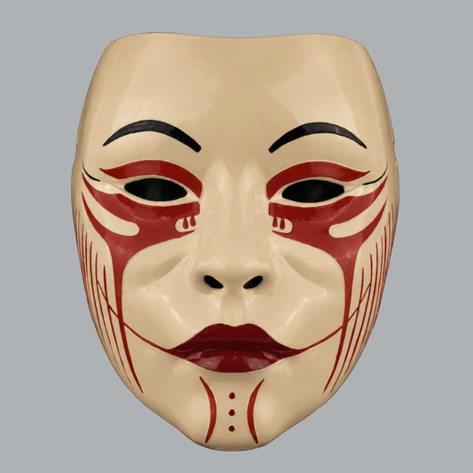 Space Armory Geisha Japanese Mask — Beige / Rust / Maroon Masks