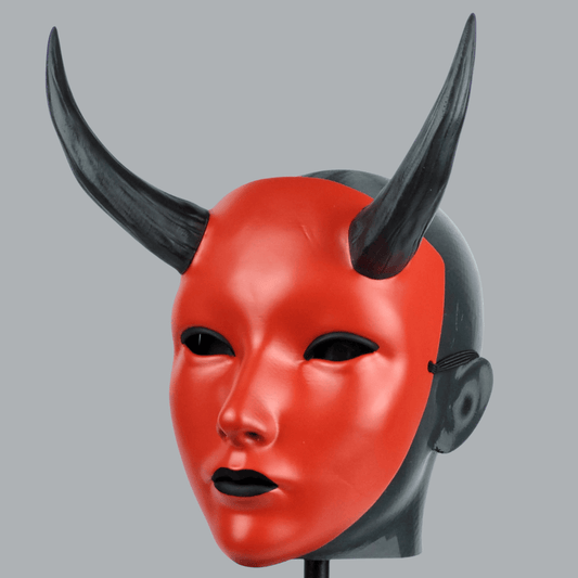Space Armory Geisha Japanese Mask With Horn - Red Masks