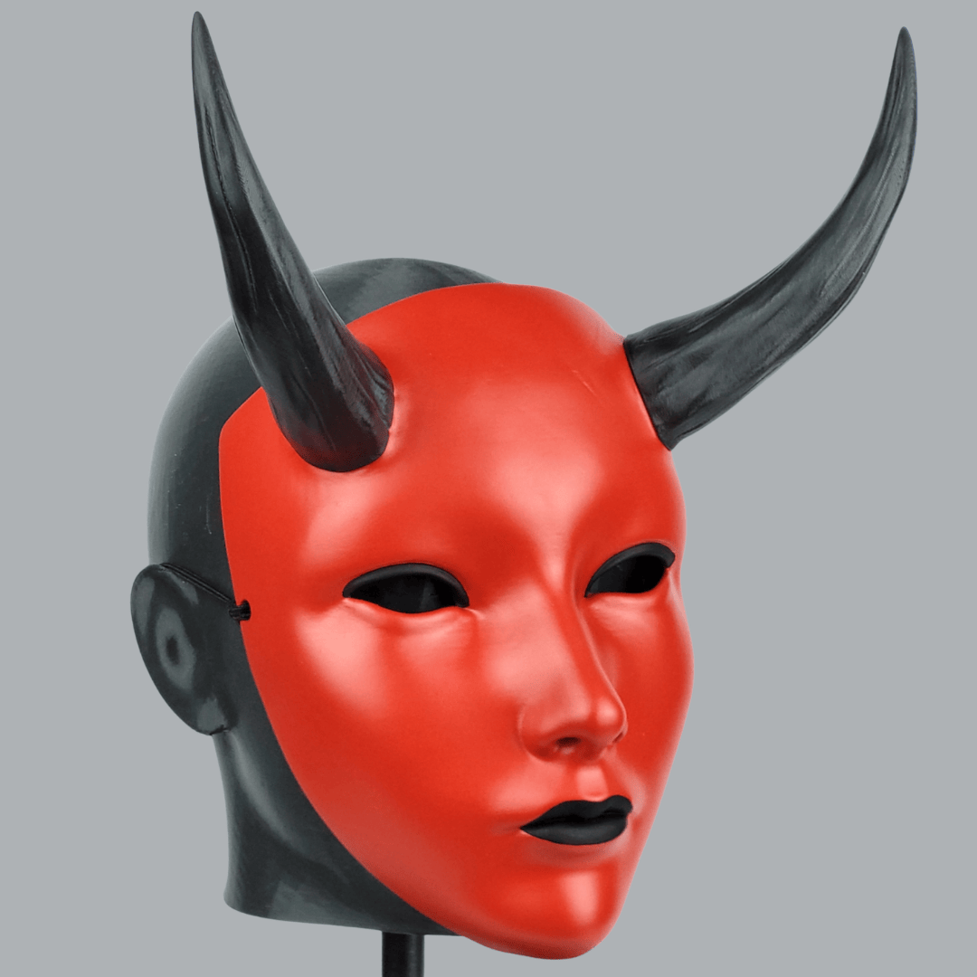 Space Armory Geisha Japanese Mask With Horn - Red Masks